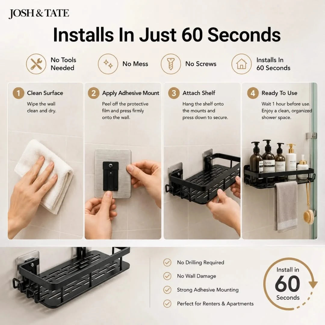 GridMount™ Adhesive Shower Shelf Set