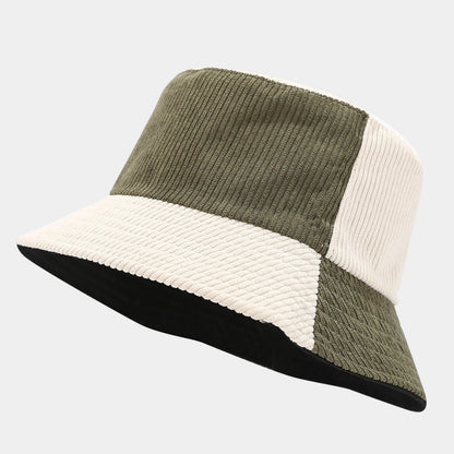 Josh & Tate - HalfTone™ Corduroy Bucket Hat - Bucket hat with green, white, and black color block design on a light gray background
