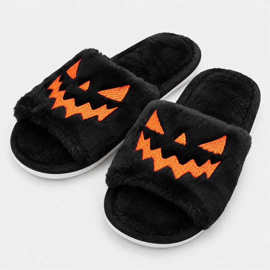 HalloweenSlide™ Faux Fur Slippers