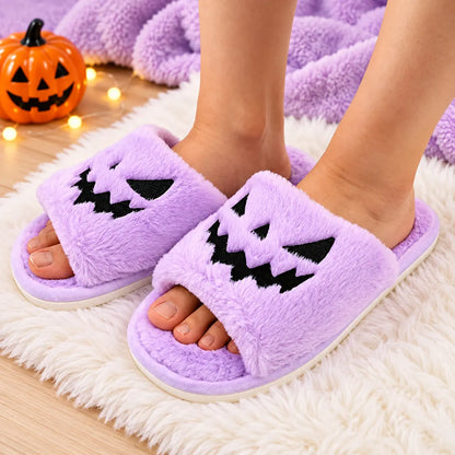 HalloweenSlide™ Faux Fur Slippers