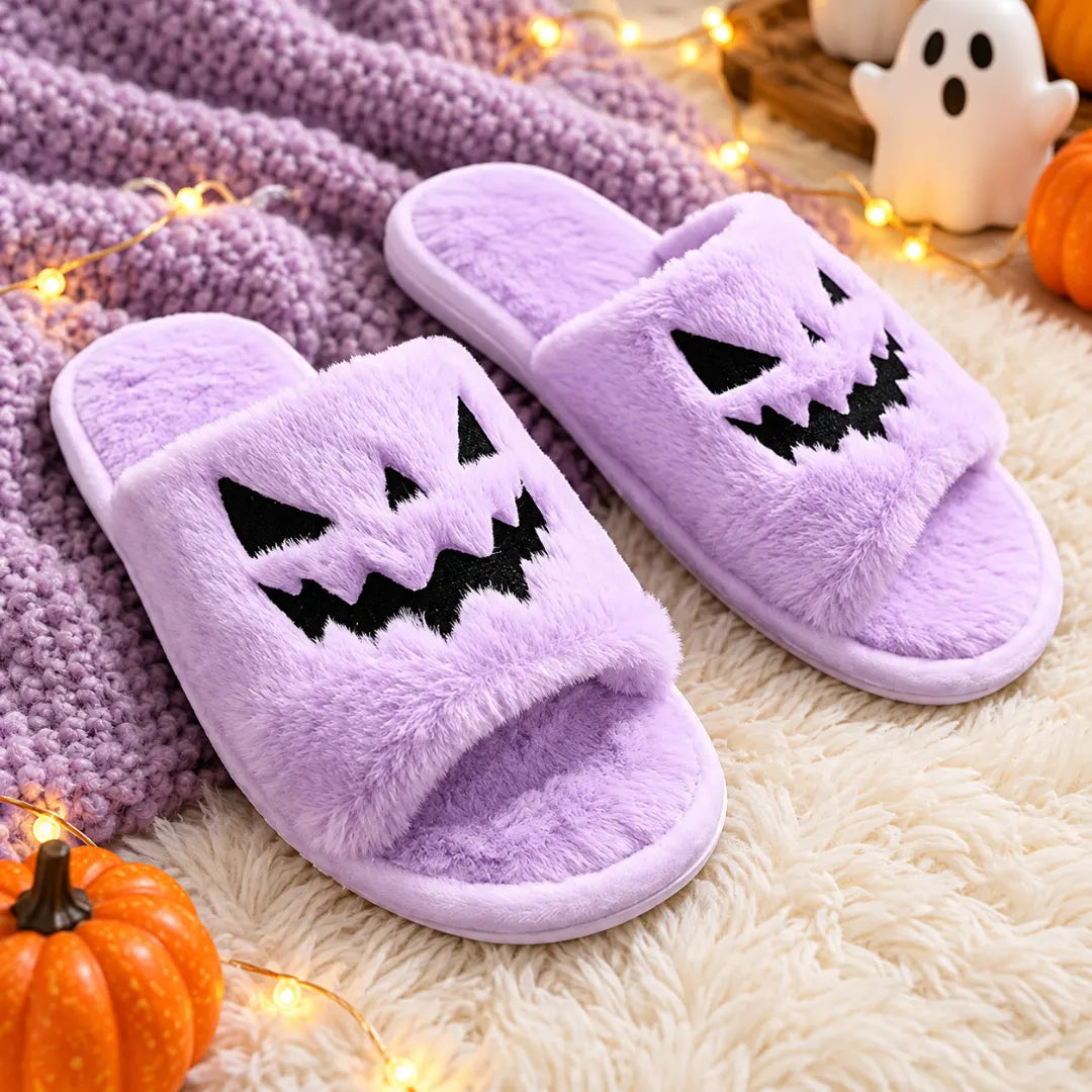 HalloweenSlide™ Faux Fur Slippers