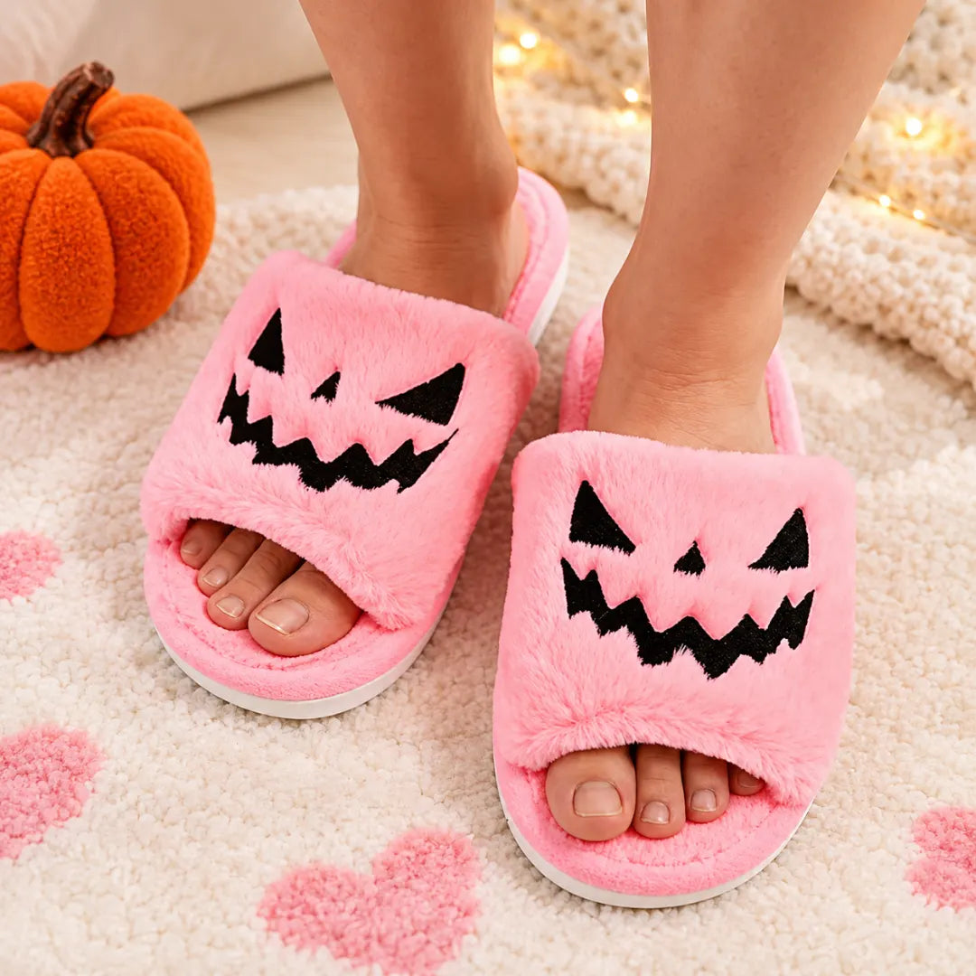 HalloweenSlide™ Faux Fur Slippers