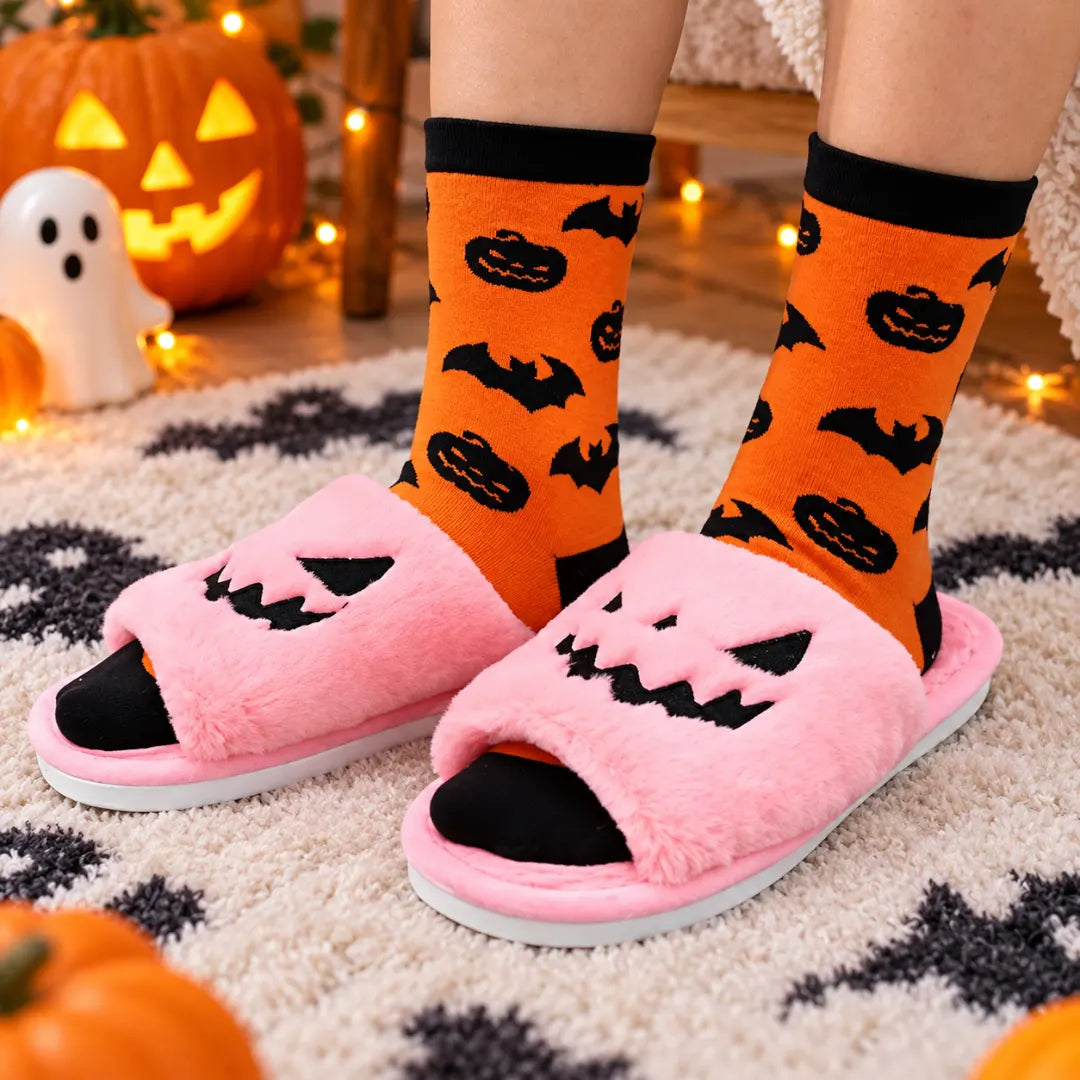 HalloweenSlide™ Faux Fur Slippers