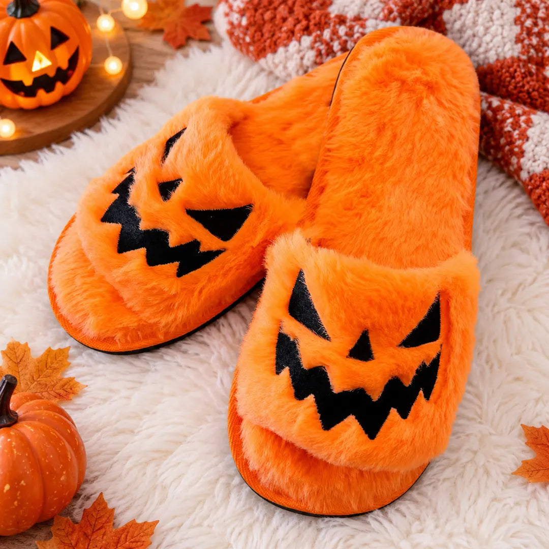 HalloweenSlide™ Faux Fur Slippers
