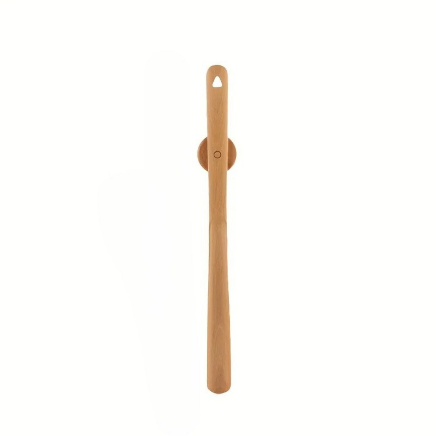Wooden shoe horn on a white background