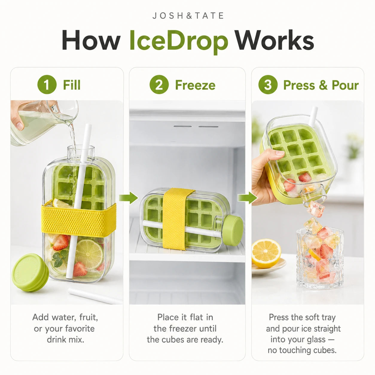 IceDrop – 2-in-1 Ice Cube Tray & Drinking Bottle