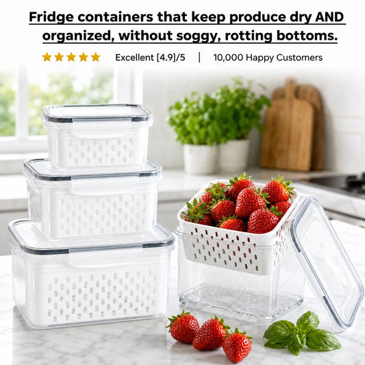 FreshBasket™ 3-in-1 Fridge Storage Set With Drain Baskets