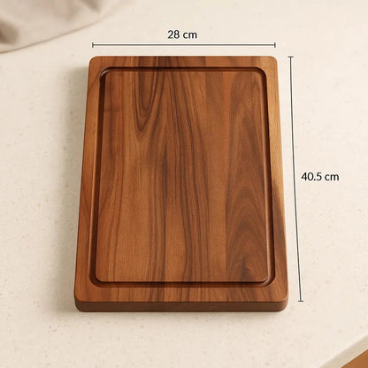 Josh&Tate Acacia Cutting Board - Wooden tray with dimensions labeled on a light background