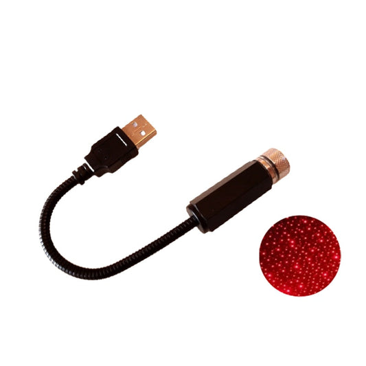 USB cable with a red light bulb attachment on a white background