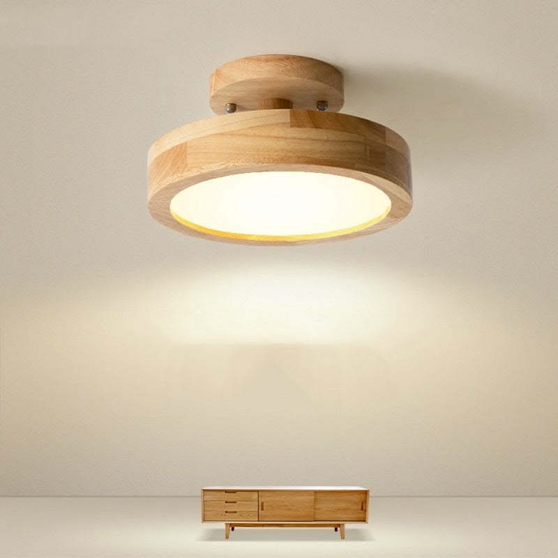Wooden ceiling light fixture on a plain background