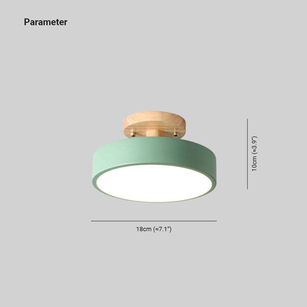 Ceiling light fixture with dimensions on a gray background