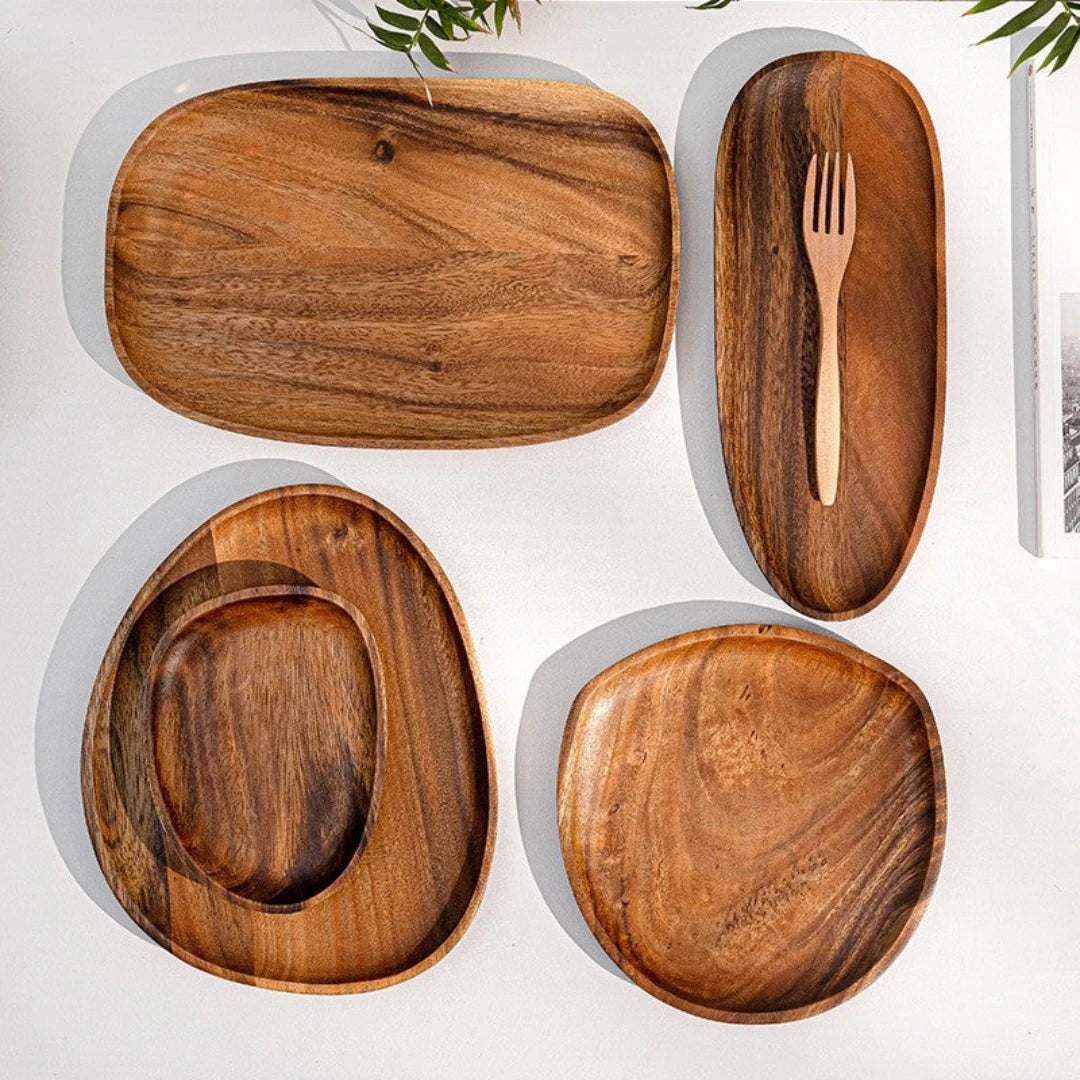 Minimalist Curve Acacia Wood Serving Tray