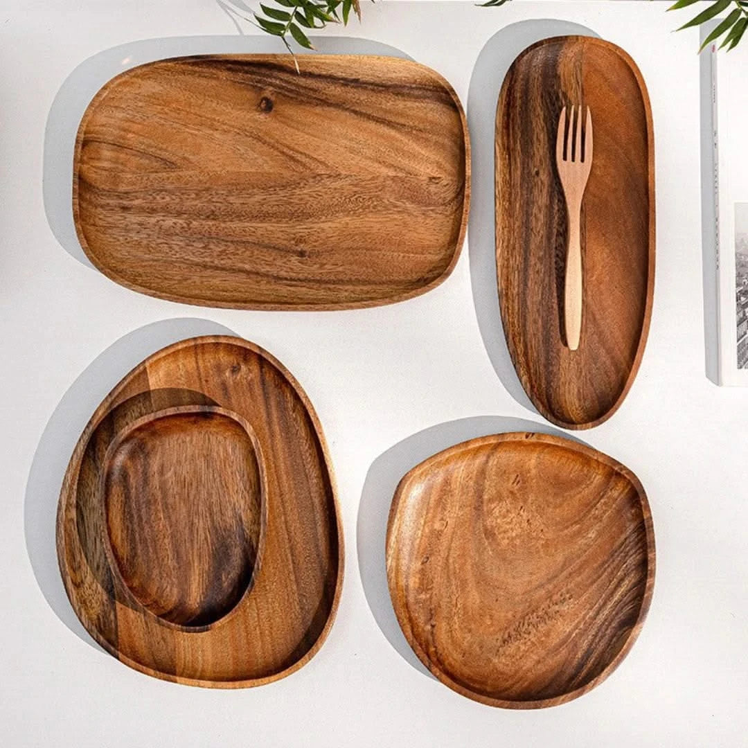 Minimalist Curve Acacia Wood Serving Tray