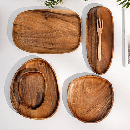 Minimalist Curve Acacia Wood Serving Tray