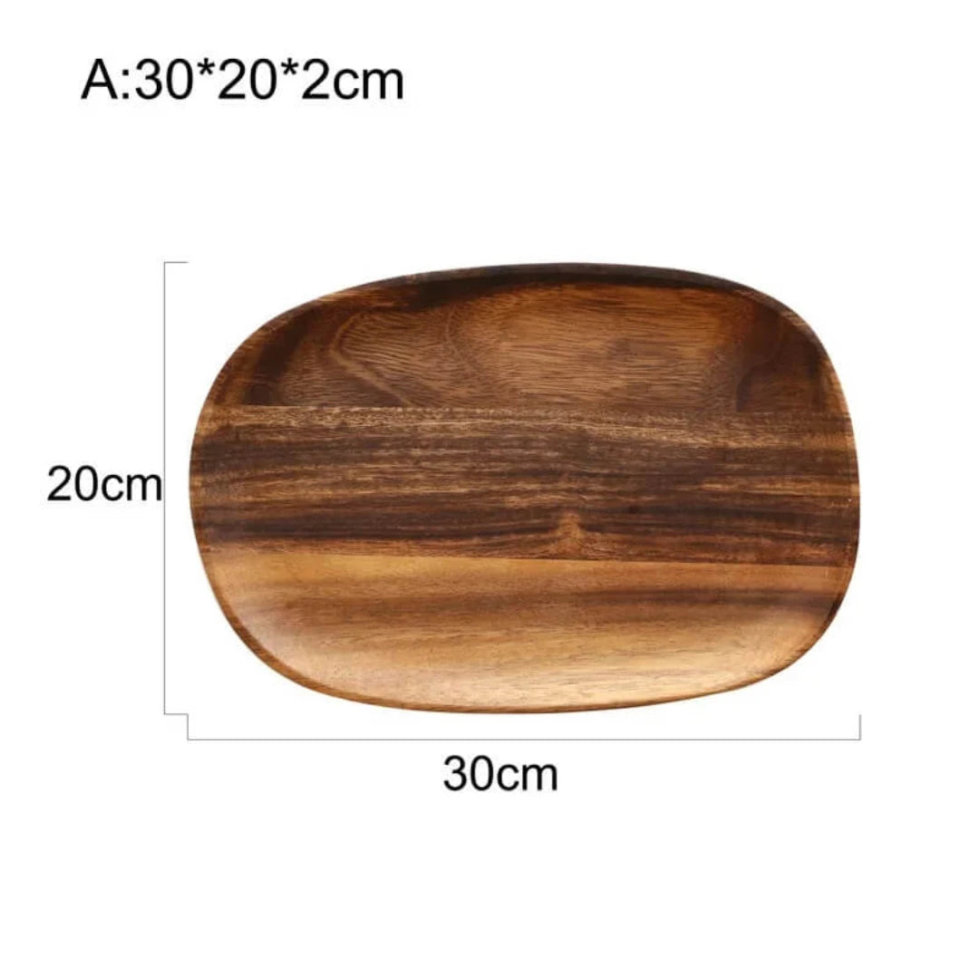 Minimalist Curve Acacia Wood Serving Tray