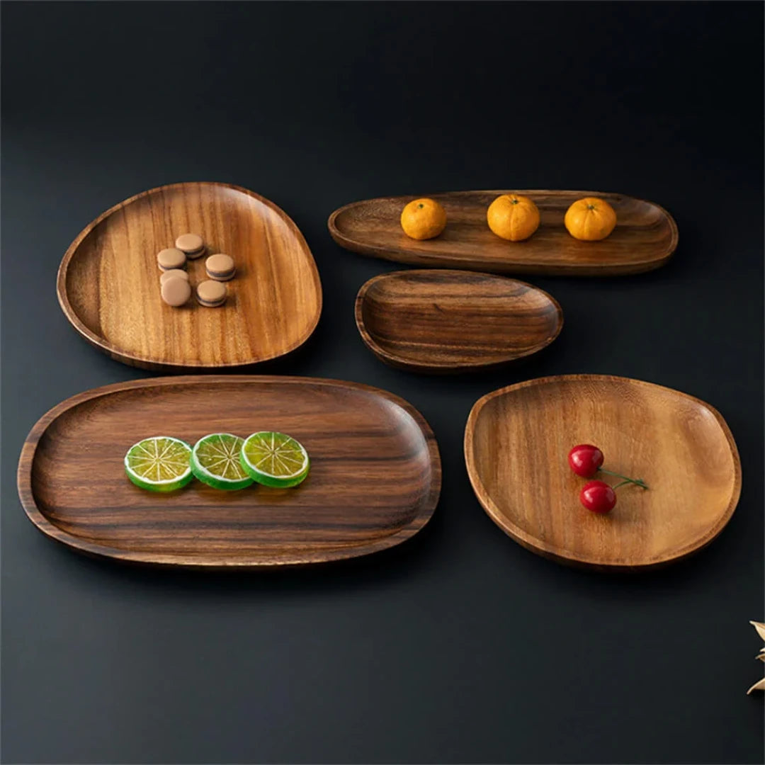 Minimalist Curve Acacia Wood Serving Tray