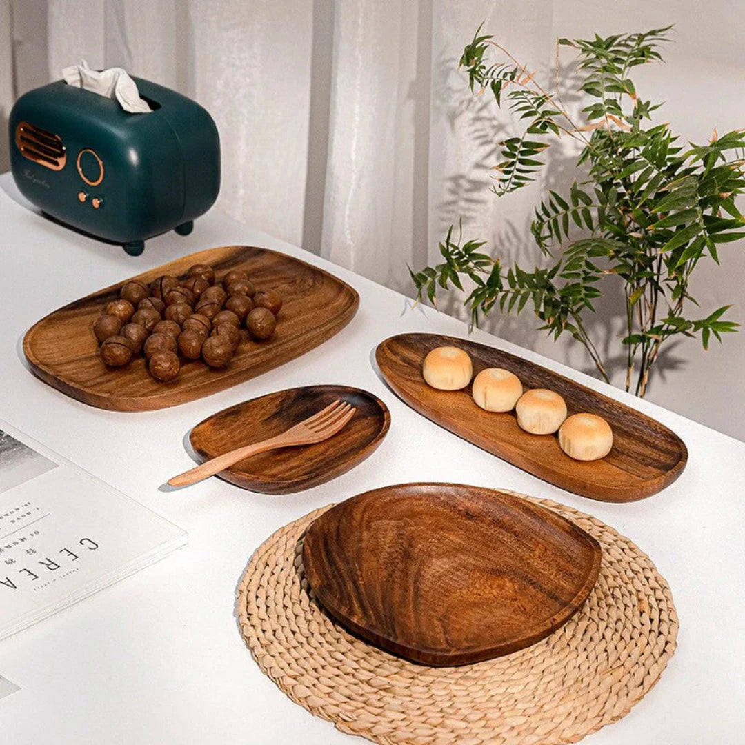 Minimalist Curve Acacia Wood Serving Tray