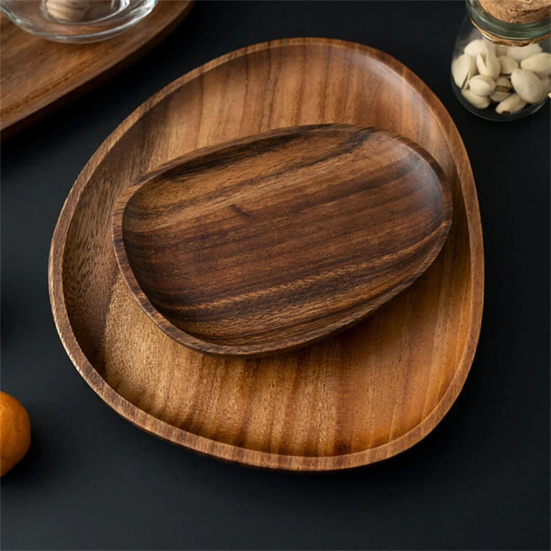 Minimalist Curve Acacia Wood Serving Tray
