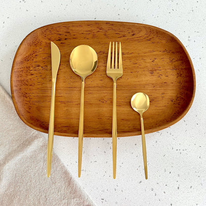 Minimalist Gold Flatware Set 24 Pieces