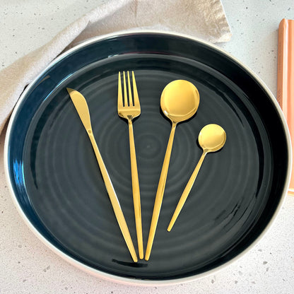 Minimalist Gold Flatware Set 24 Pieces