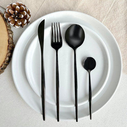 Modern Black Flatware Set 24 Pieces