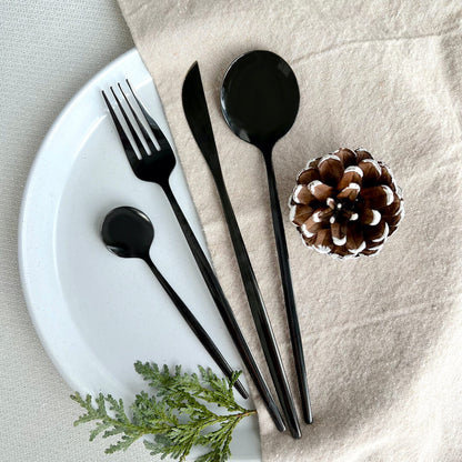 Modern Black Flatware Set 24 Pieces