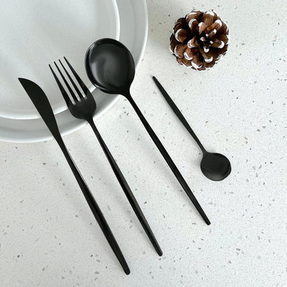 Modern Black Flatware Set 24 Pieces