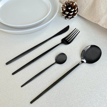 Modern Black Flatware Set 24 Pieces