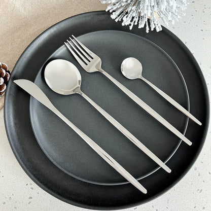 Modern Silver Flatware Set 24 Pieces