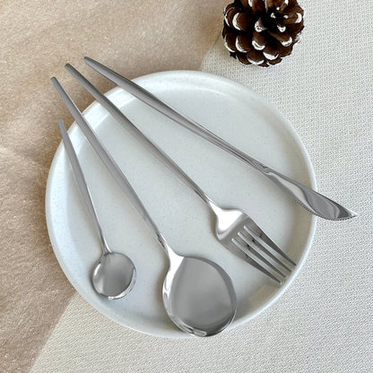 Modern Silver Flatware Set 24 Pieces