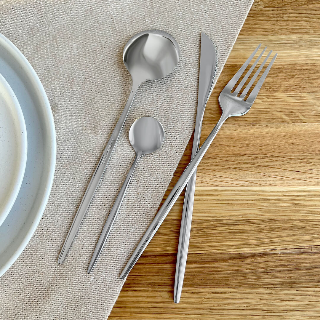 Modern Silver Flatware Set 24 Pieces