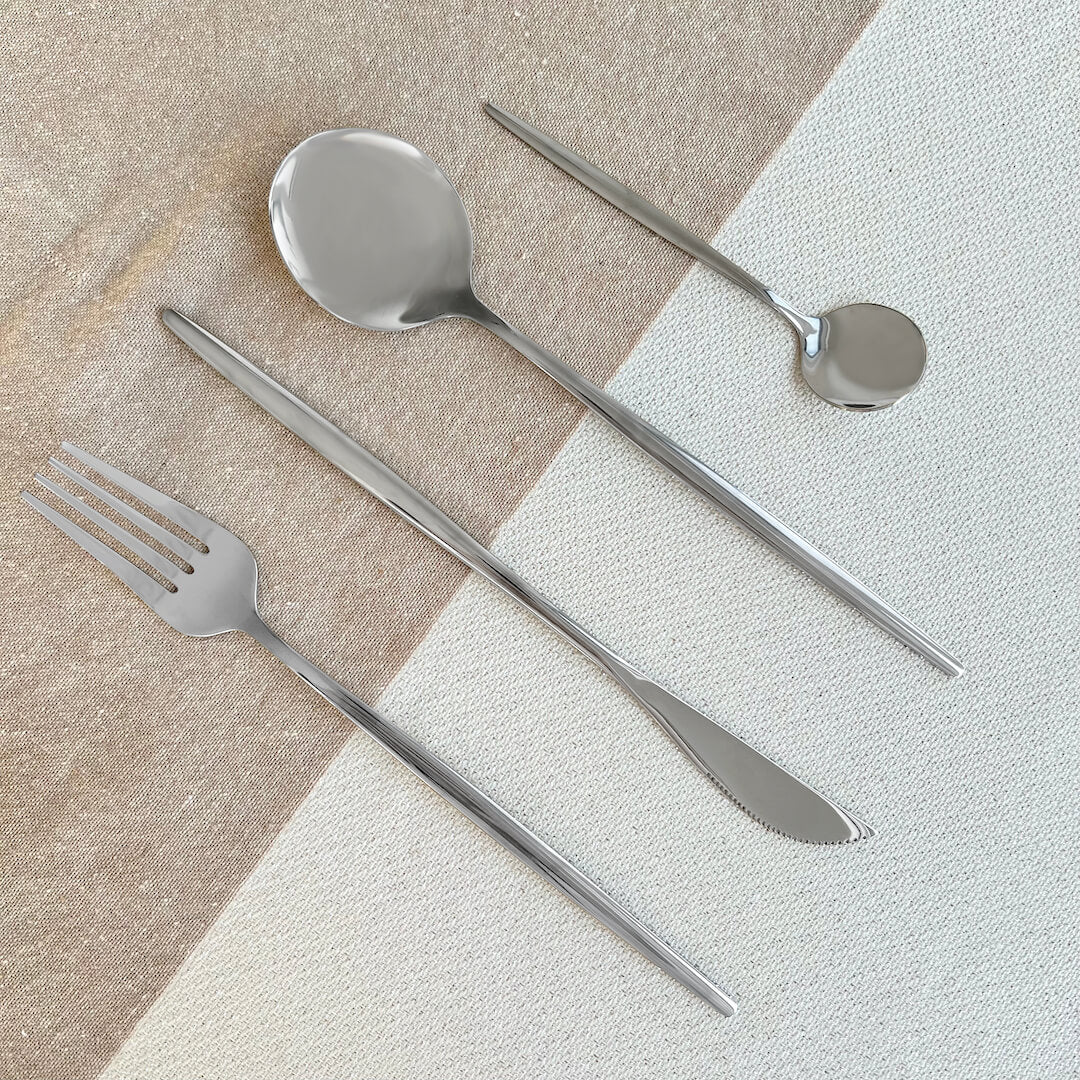 Modern Silver Flatware Set 24 Pieces