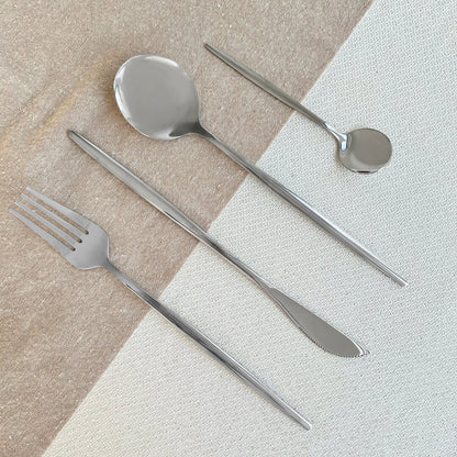 Modern Silver Flatware Set 24 Pieces