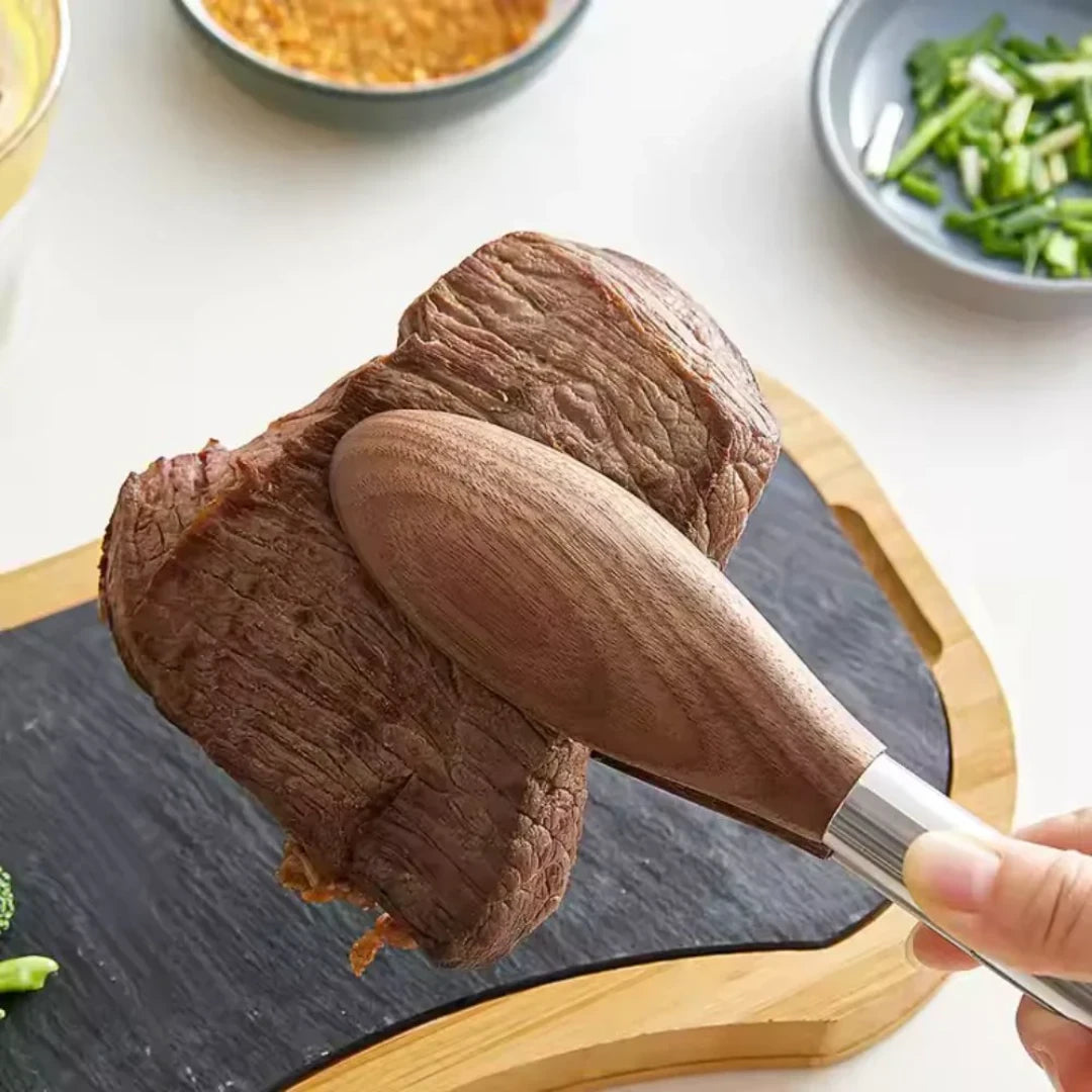 Modern Wood Handle Serving Tongs