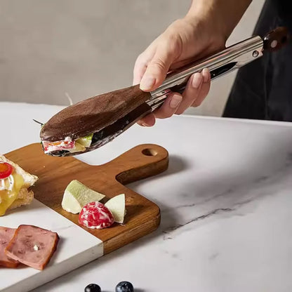 Modern Wood Handle Serving Tongs