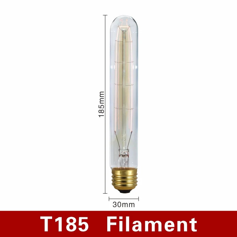 Vintage-style light bulb with dimensions labeled on a white background