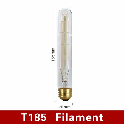 Vintage-style light bulb with dimensions labeled on a white background