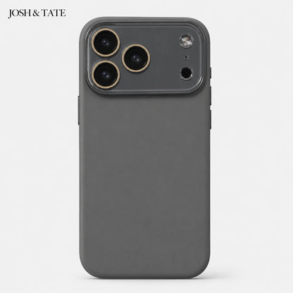 Josh & Tate - NuCase™ Minimalist iPhone Case - Gray phone case with 'JOSH & TATE' branding on a white background