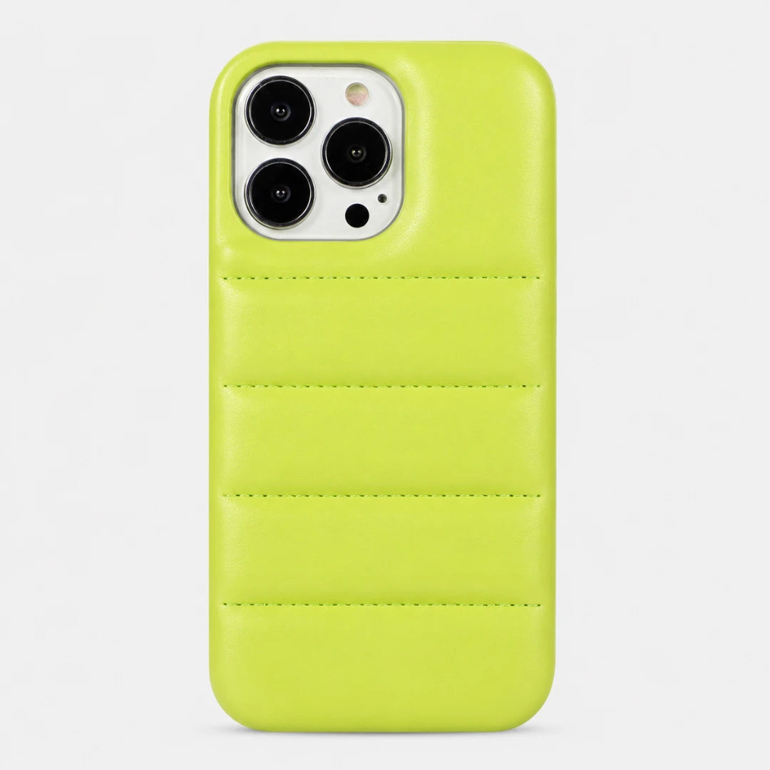 Green phone case with a white background