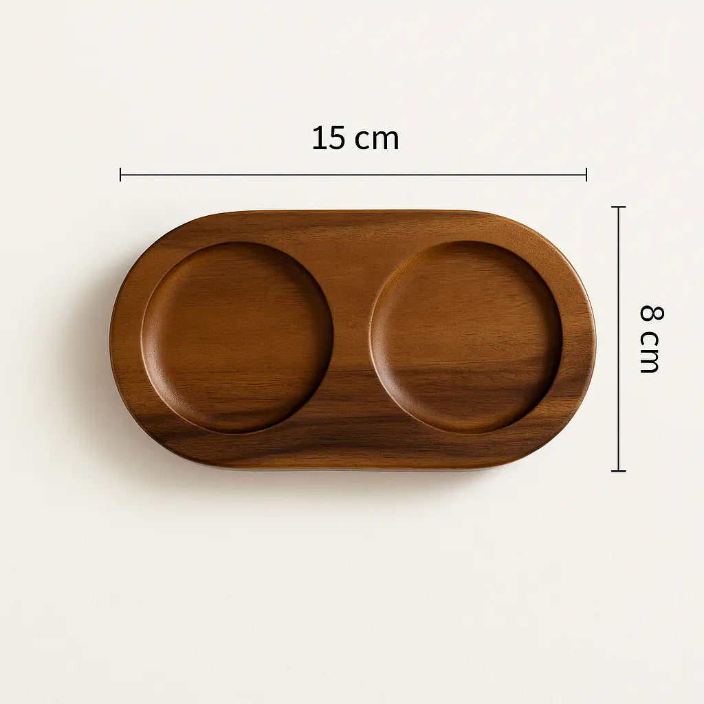 Wooden tray with dimensions on a white background