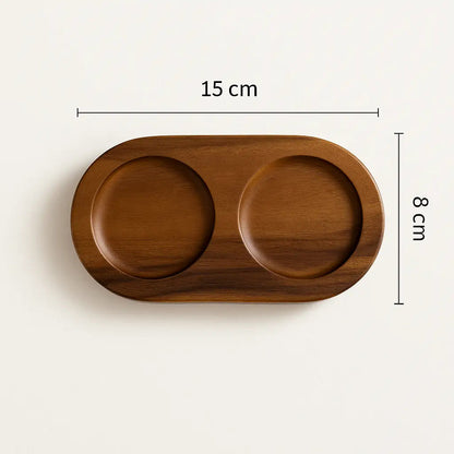 Wooden tray with dimensions on a white background