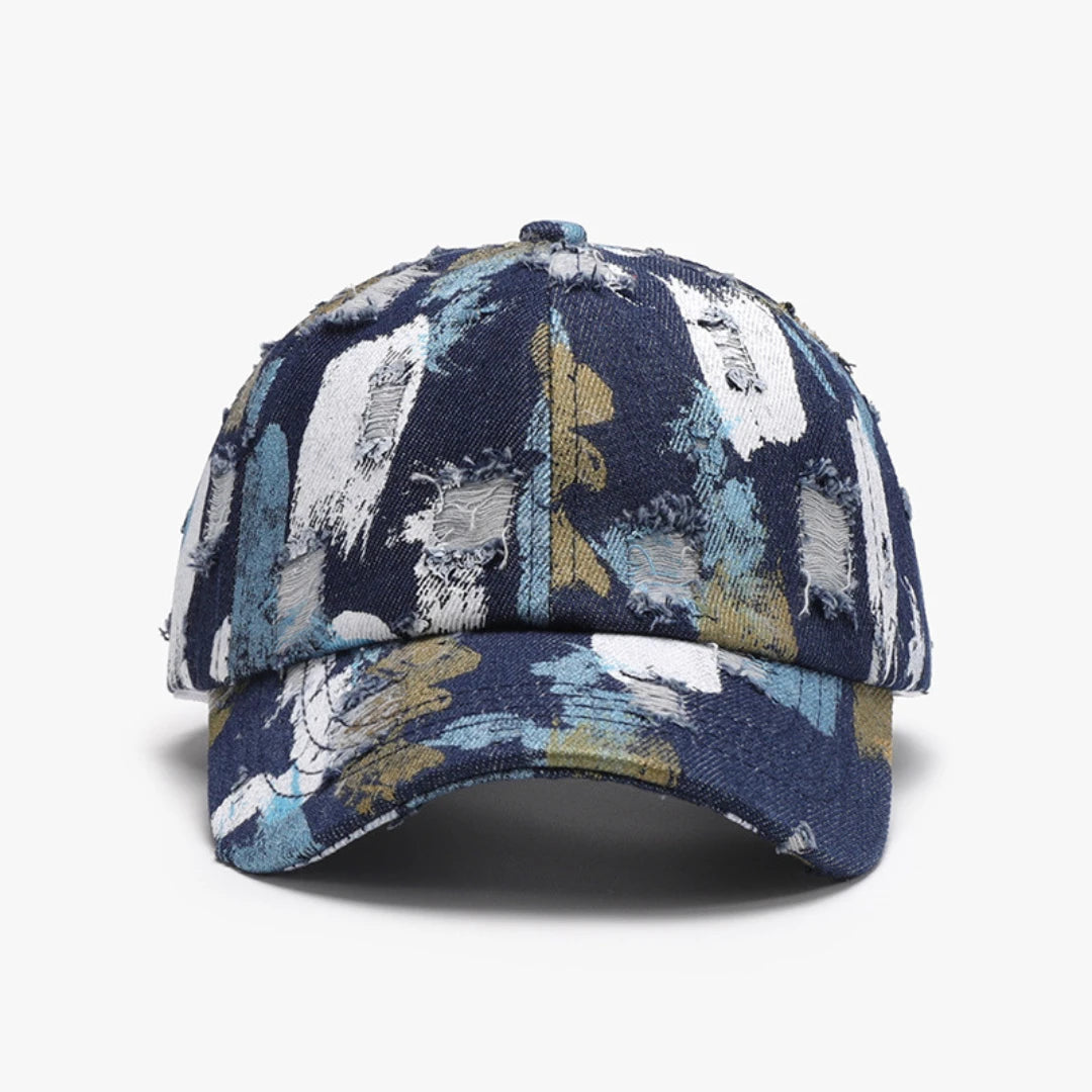 Josh & Tate - RawCanvas™ Painted Baseball Cap - Floral patterned baseball cap on a white background