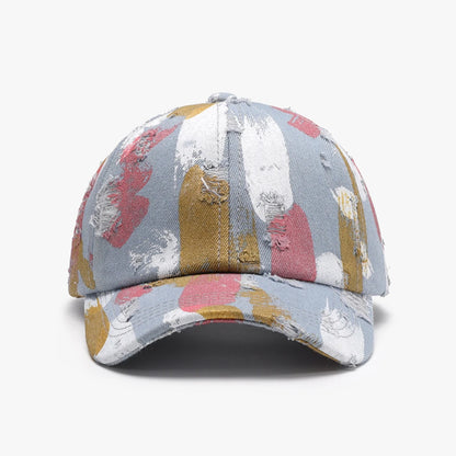 Josh & Tate - RawCanvas™ Painted Baseball Cap - Multicolored distressed baseball cap on a white background