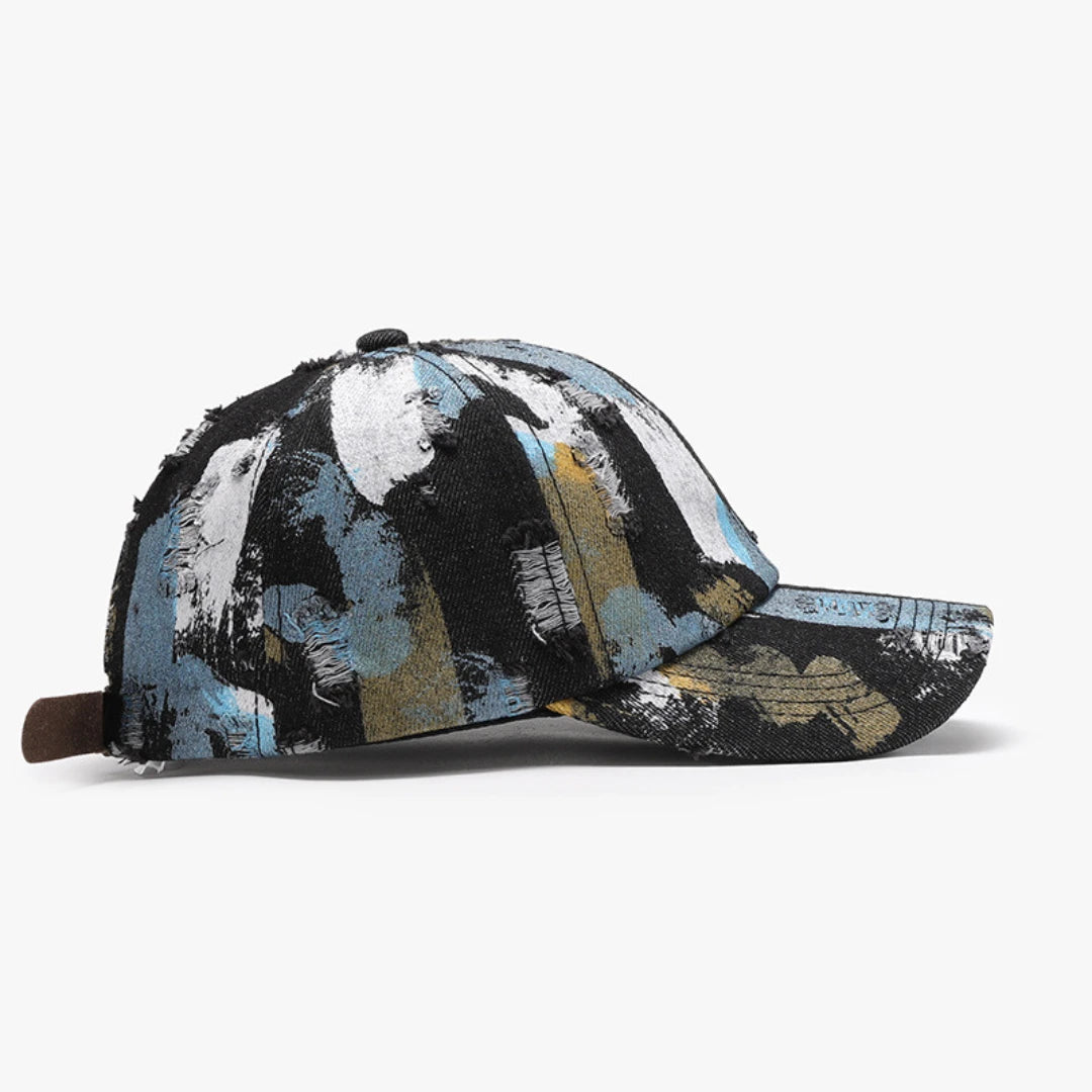 Josh & Tate - RawCanvas™ Painted Baseball Cap - Abstract patterned cap on a white background