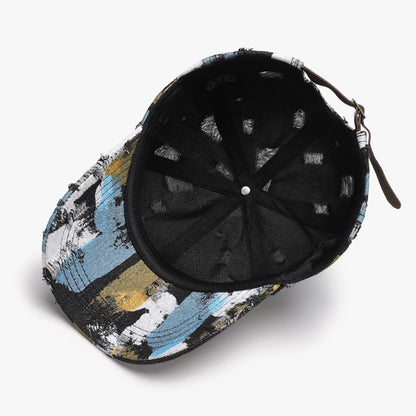 Josh & Tate - RawCanvas™ Painted Baseball Cap - Colorful cap with abstract pattern on a white background