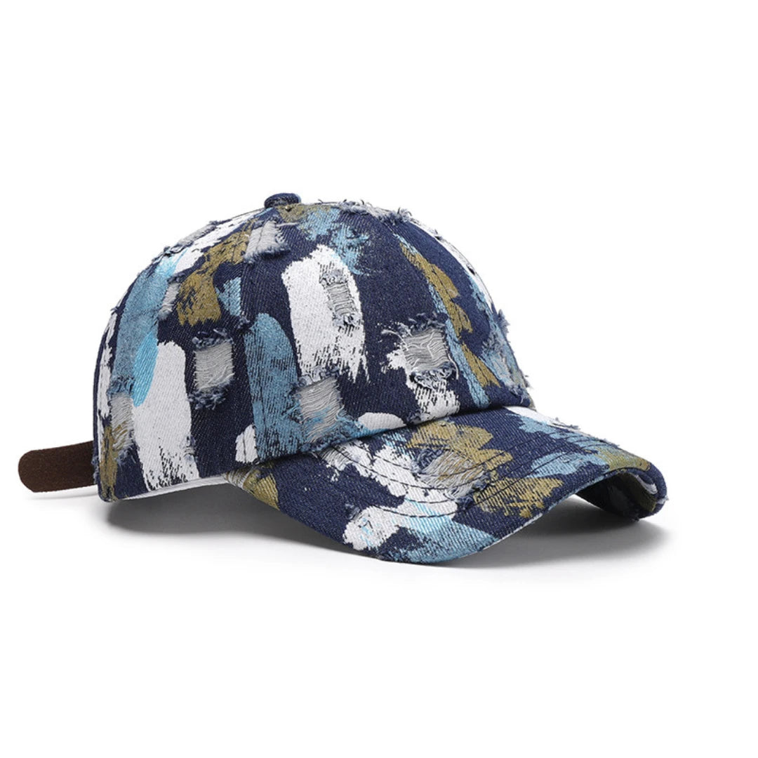 Josh & Tate - RawCanvas™ Painted Baseball Cap - Multicolored patterned baseball cap on a white background