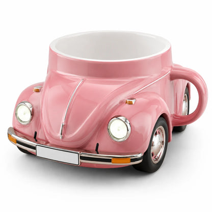 Josh & Tate - RetroRev™ Classic Car Mug - Pink car-shaped mug on a white background