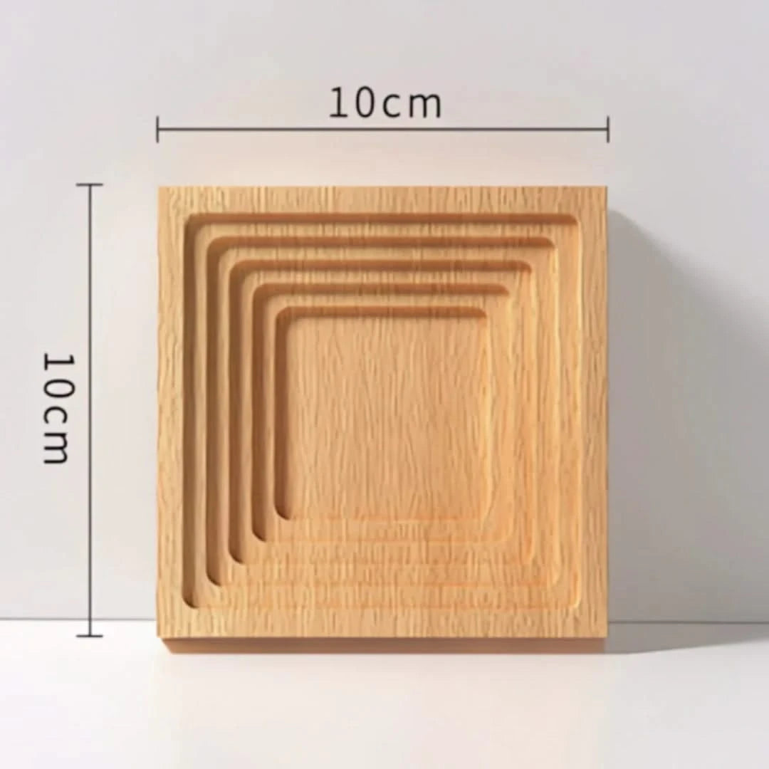 Josh & Tate - Ripple Wave Wooden Serving Tray - Set of wooden trays with dimensions on a light gray background