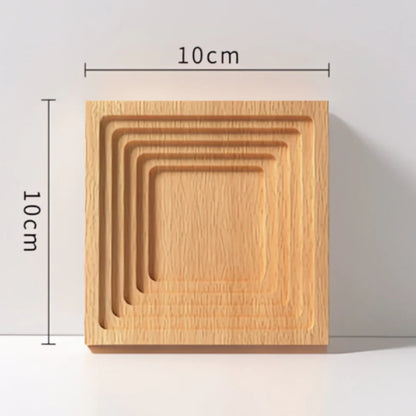 Josh & Tate - Ripple Wave Wooden Serving Tray - Set of wooden trays with dimensions on a light gray background