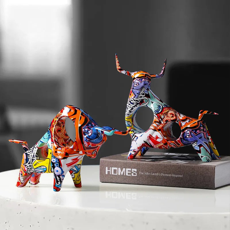 Graffiti Bull Figurines